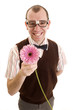 Smiling Geeky Guy with Flower