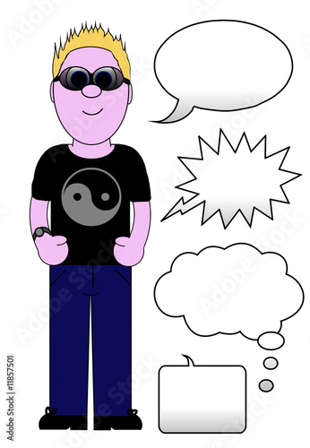 Illustration: Cool guy Cartoon - With speech / thought Set - Isolated Cool guy Cartoon - With speech / thought Set - Isolated