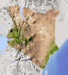 Kenya, shaded relief map, colored for vegetation Kenya, shaded relief map, colored for vegetation