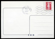 Blank postcard with stamp and postage meter