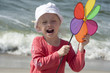 Shouting girl with pinwheel