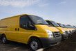 yellow trucks in a row