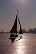 Ice sailing on a cold winterday in the Netherlands