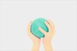 blue ball in childs hands