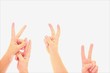 peace sings kids hands