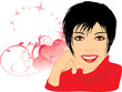 Portrait of beautiful woman among hearts. Vector Portrait of beautiful woman among hearts. Vector