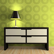 Part of the modern interior with table and lamp Part of the modern interior with table and lamp