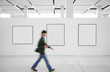 Going visitor at an exhibition