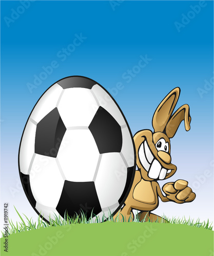 Osterhase mit Fussball Ei