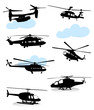 Collection of silhouettes of various helicopter