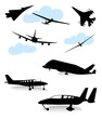 Collection of silhouettes of various planes