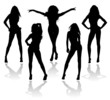 Sexy girls group vector silhouettes Sexy girls group vector silhouettes