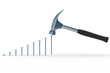 hammer in nails. Isolated 3D image hammer in nails. Isolated 3D image