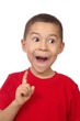 Foto: boy pointing up and exclaiming ah-ha, isolated on white boy pointing up and exclaiming ah-ha, isolated on white