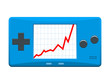 Portable games console with ascending stock market graph