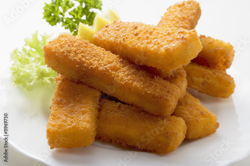 Photo: fish fingers with garnish fish fingers with garnish