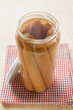 frankfurters in an opened jar