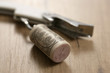 wine cork with corkscrew