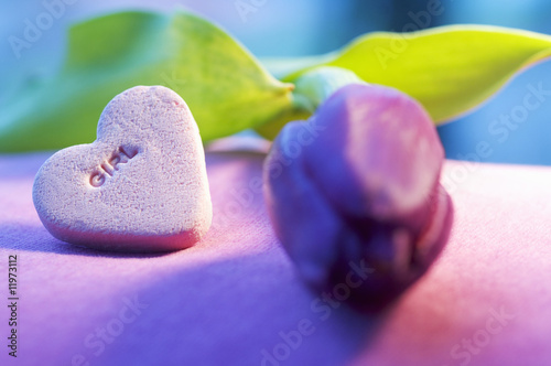 Foto: pink marshmallow heart with tulip pink marshmallow heart with tulip