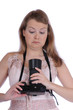 Foto, Fotograf Fotografin Kamera schauen ratlos unwissend
