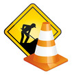 Traffic cone and construction sign Traffic cone and construction sign