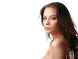 attractive woman over white background