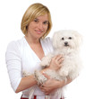 Young woman with White Maltese