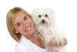 Young woman with White Maltese