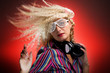 Beautiful woman with headphones dancing