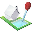 Maison blanche et sa piscine chloré (détouré)