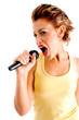 sexy female singing in microphone