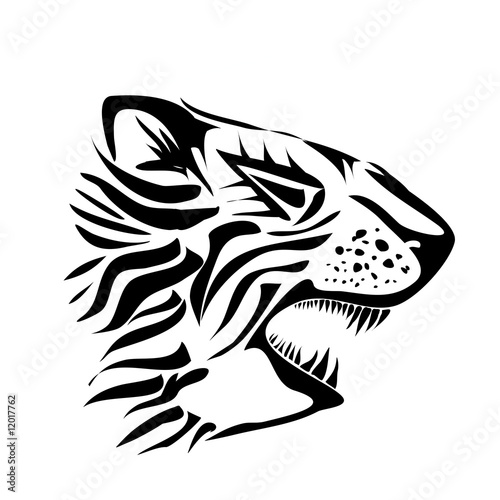 Black And White Tiger Tattoo. Tiger Head Tattoo Silohette -