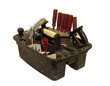 A used toolbox on a white background A used toolbox on a white background