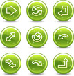 Arrows web icons, grün glänzende Kreis Schaltflächen Serie
