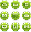 Audio Video Web Icons, grün glänzende Kreis Schaltflächen Serie