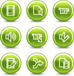 Audio Video-Editing-Web-Icons, glänzend Kreis Tasten Serie