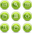 Data web icons, green glossy circle buttons series