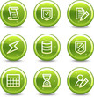 Database web icons, grün glänzende Kreis Schaltflächen Serie