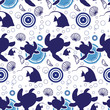 Ocean seamless pattern with turtles