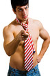 Muscular man with tie pointing