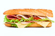 Half of healthy long baguette sandwich Half of healthy long baguette sandwich