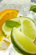 leaf mint and cut citrus in ice