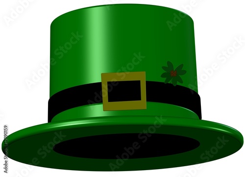 Illustration: Leprechaun Hat With 4 Leaf Clover - Saint Patricks day Leprechaun Hat With 4 Leaf Clover - Saint Patricks day