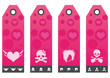 Emo labels in pink and gray colors.