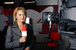 live television transmission and smiling reporter live television transmission and smiling reporter