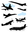 Collection of silhouettes of various planes