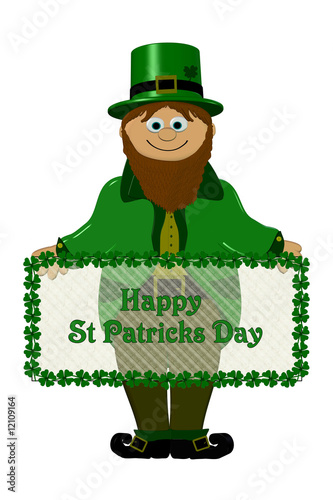 Illustration: Man Holding Sign Board Message "Happy St Patricks Day" Man Holding Sign Board Message "Happy St Patricks Day"