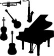music instrument with piano vector silhouettes