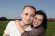 Romantic couple portrait at nature