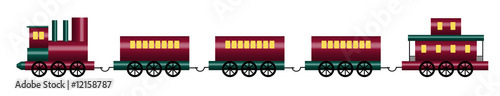 Illustration: illustration of shiny toy train on white illustration of shiny toy train on white